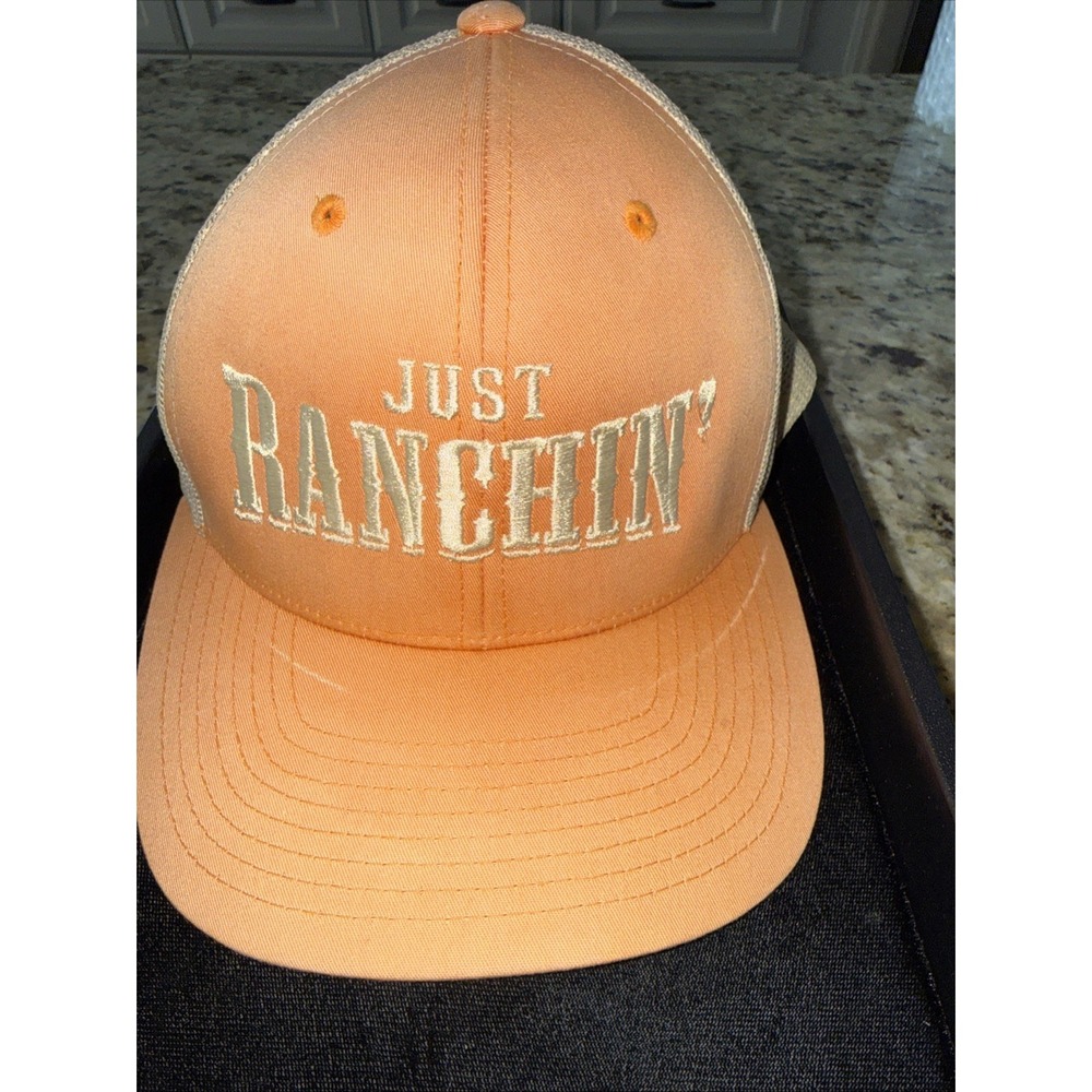 Dale Brisby Just Ranchin' Adjustable Snapback Hat One‎ Size Orange Tan. 5274